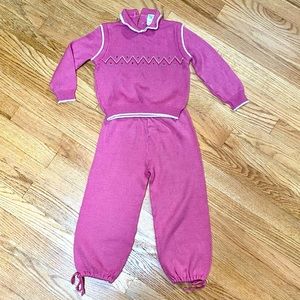 Vintage 1980s Toddler Tome JCPenny Two Piece Pink Knit Outfit Size 4T